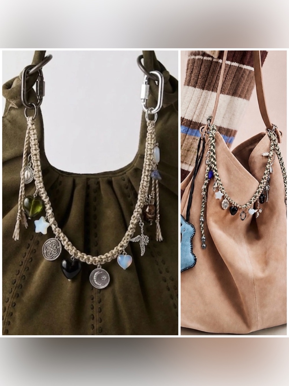 NWOT Free People Friendship Swag Charm - green neutral - one size